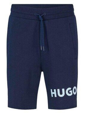 Hugo Boss Dileyo Sweat Pant Shorts Navy Logo Drawstring Small 32" waist NWT